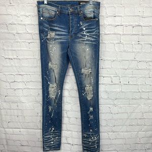 ⭐️NWT GFTD LA Chase distressed paint splatter Mens jeans SZ 32.